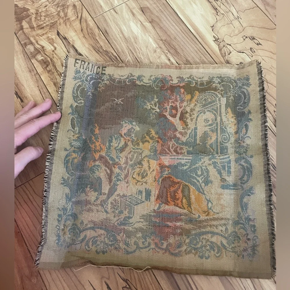 Vintage French Tapestry with Pastoral Scene wall hanging